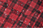 Labt Splash Ink Plaid Frayed Flannel Long Sleeve Shirt