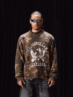 Labt Camouflage Distressed Knit Sweater
