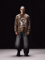 Labt Camouflage Distressed Knit Sweater