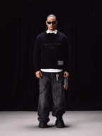 Labt Patch Embroidery Polo Knit Sweater