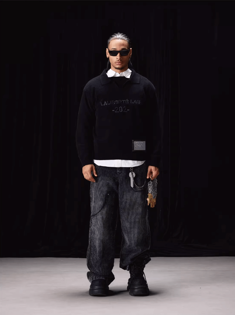 Labt Patch Embroidery Polo Knit Sweater