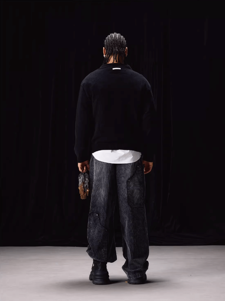 Labt Patch Embroidery Polo Knit Sweater