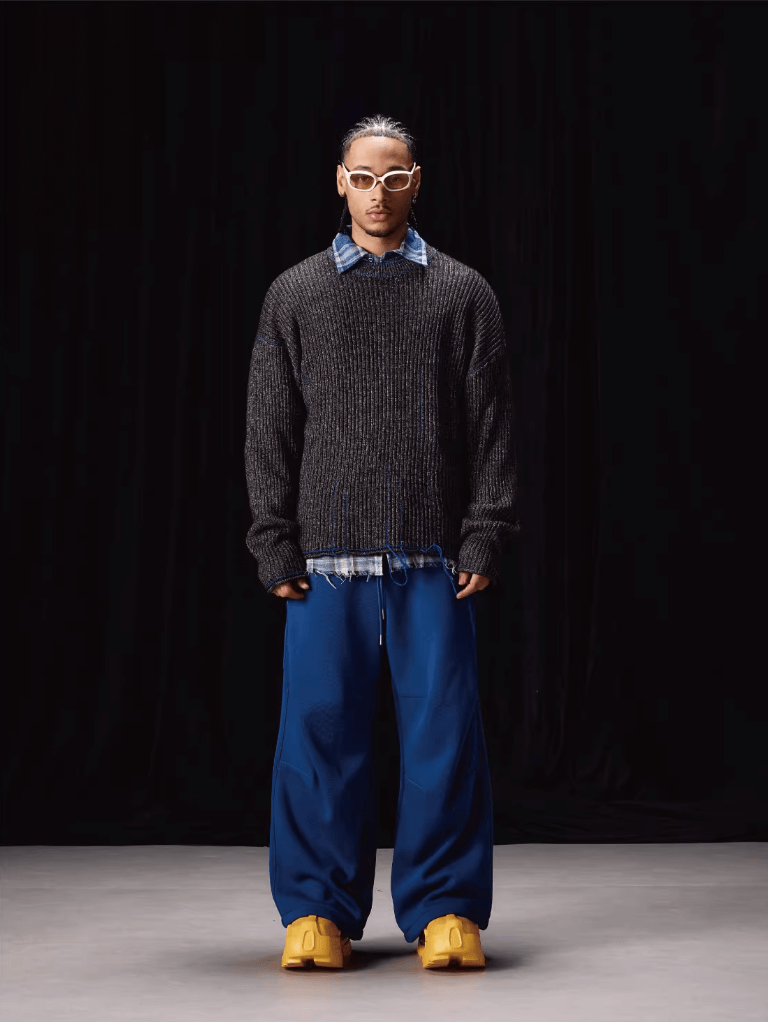 Labt Blue Stitch Work Knit Sweater