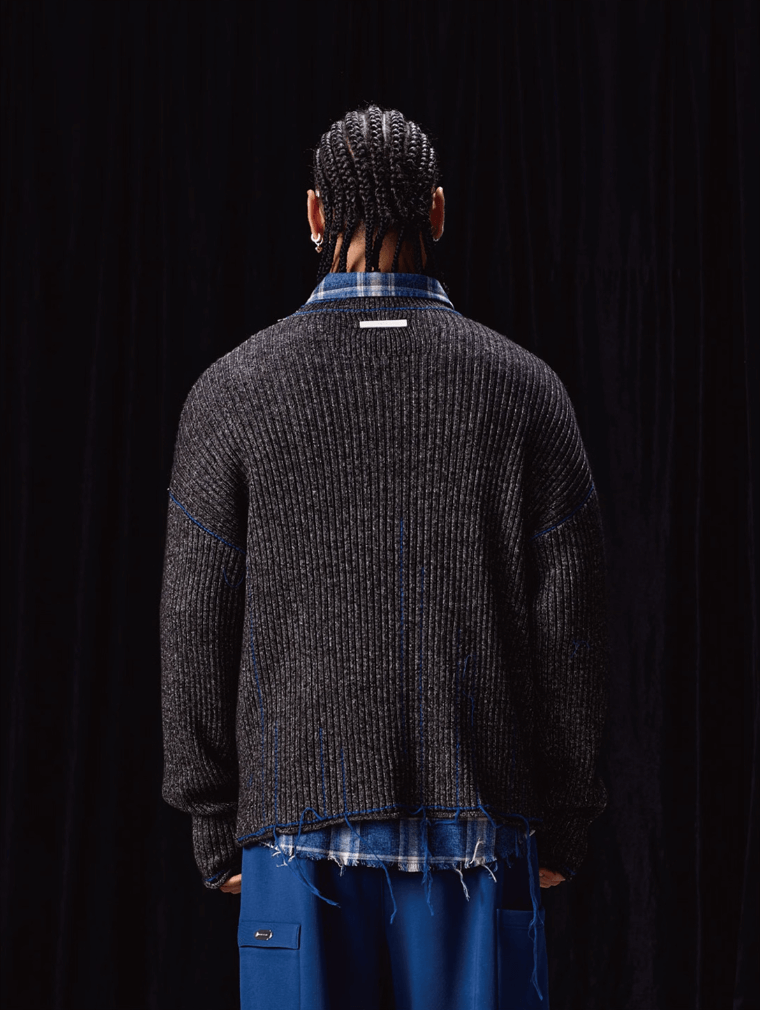 Labt Blue Stitch Work Knit Sweater