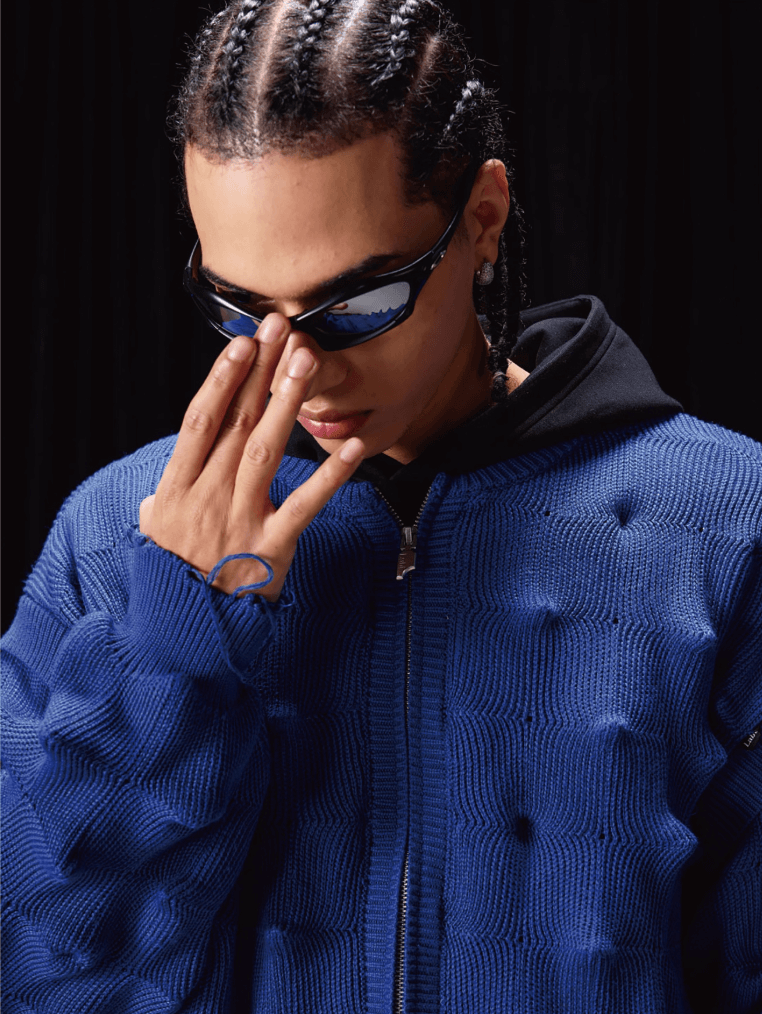 Labt Wave Distressed Knit Cardigan