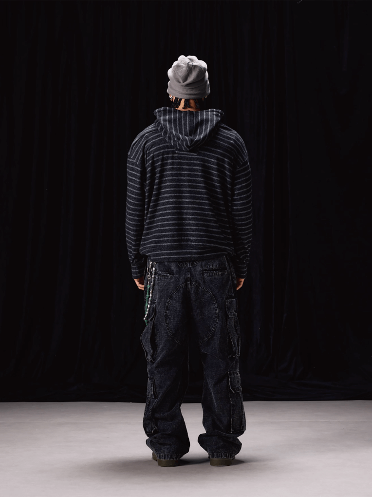 Labt Blur Print Striped Hoodie