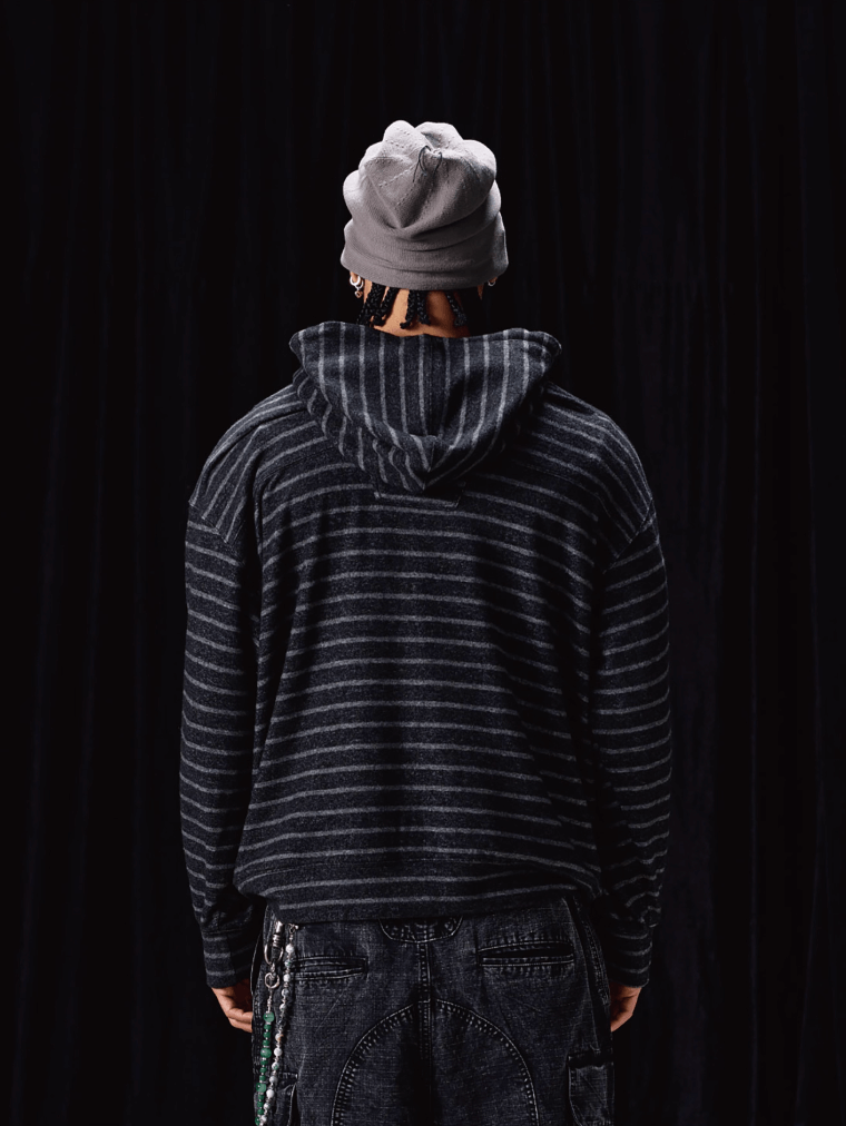 Labt Blur Print Striped Hoodie