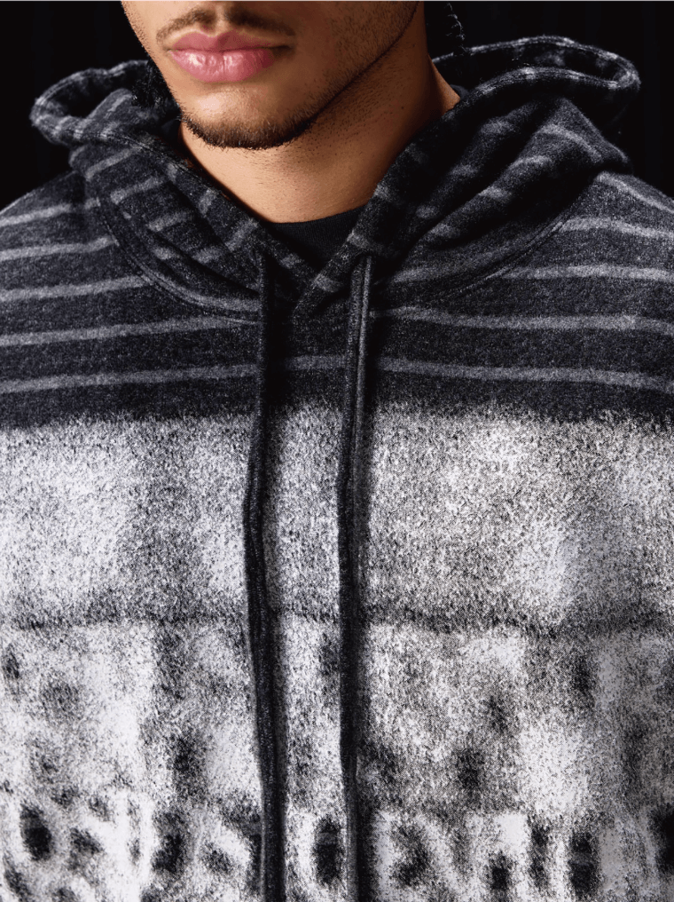 Labt Blur Print Striped Hoodie