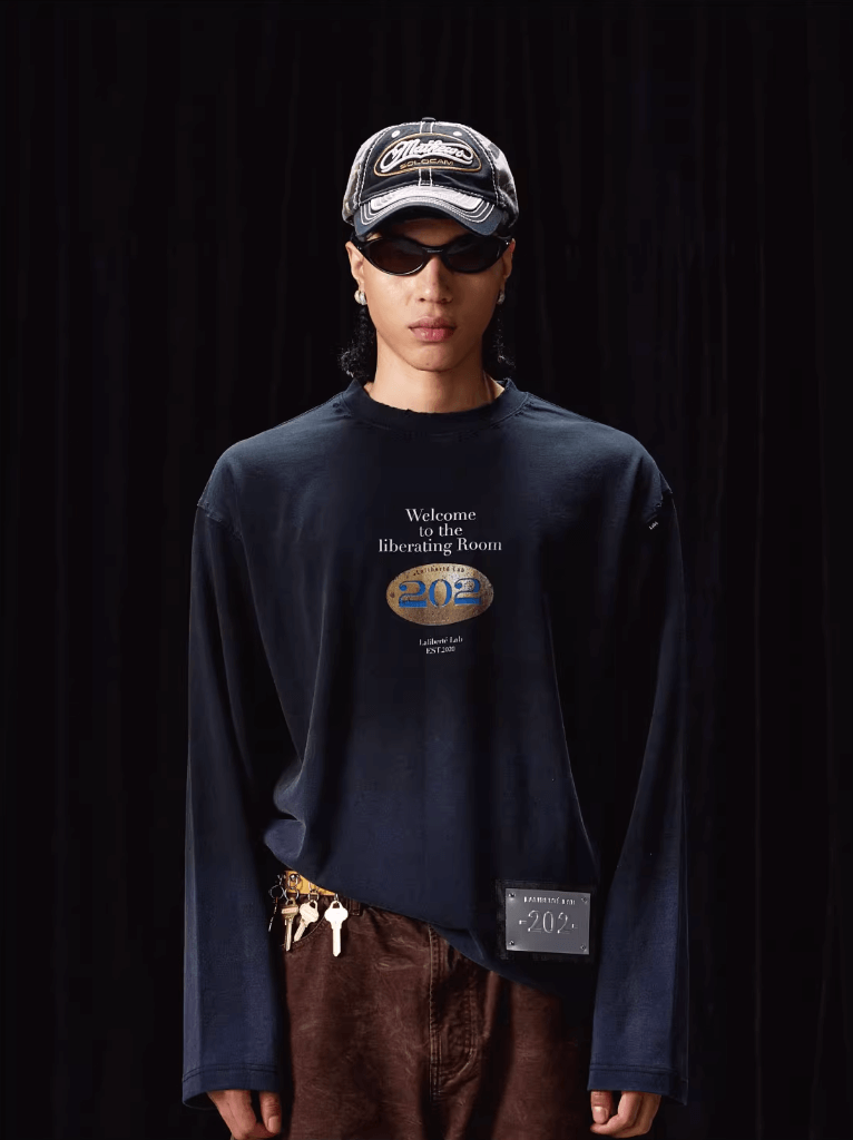 Labt Distressed Vintage Print Long Sleeve Tee