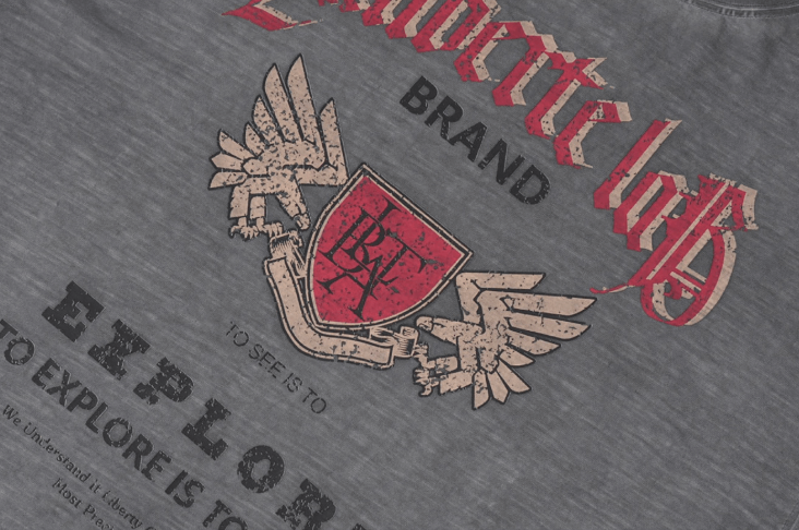 Labt Faded Dye Vintage Print Long Sleeve Tee
