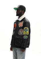 UNTILWERICH PU Leather Fleece Lined Bomber Jacket