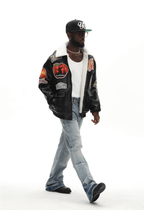 UNTILWERICH PU Leather Fleece Lined Bomber Jacket