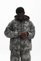 UNTILWERICH Washed Camouflage Hooded Jacket