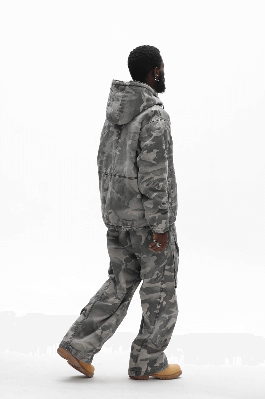 UNTILWERICH Washed Camouflage Hooded Jacket