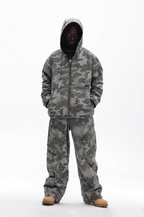 UNTILWERICH Washed Camouflage Hooded Jacket
