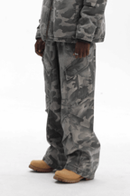 UNTILWERICH Washed Camouflage Work Cargo Pants