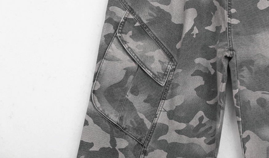 UNTILWERICH Washed Camouflage Work Cargo Pants