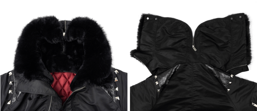 ANTIDOTE Fur Leather Studded N2B Bomber Jacket