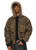 ANTIDOTE Washed Leopard Fur Hooded Work Jacket