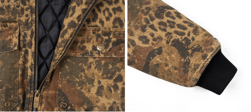ANTIDOTE Washed Leopard Fur Hooded Work Jacket