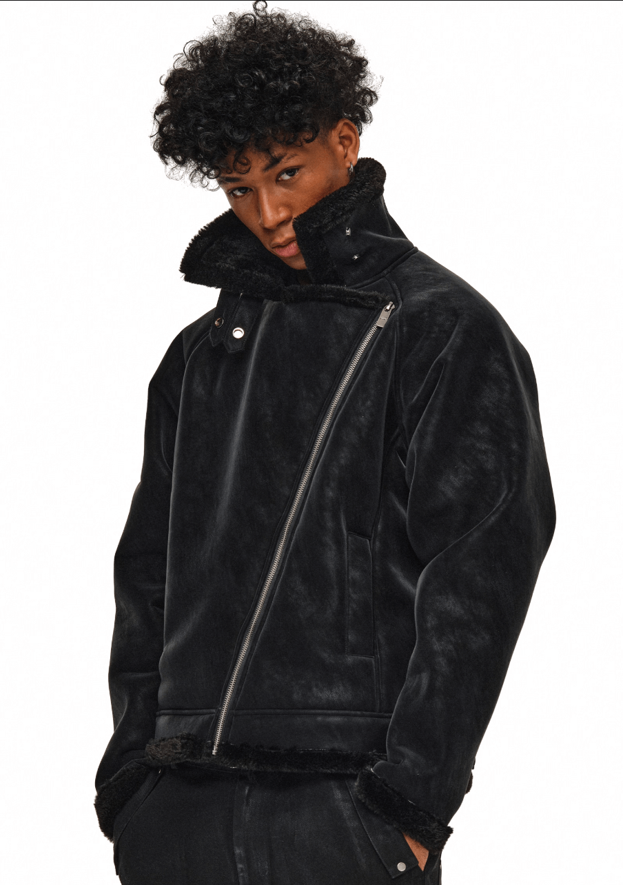 ANTIDOTE Faux Suede Double Rider Biker Jacket