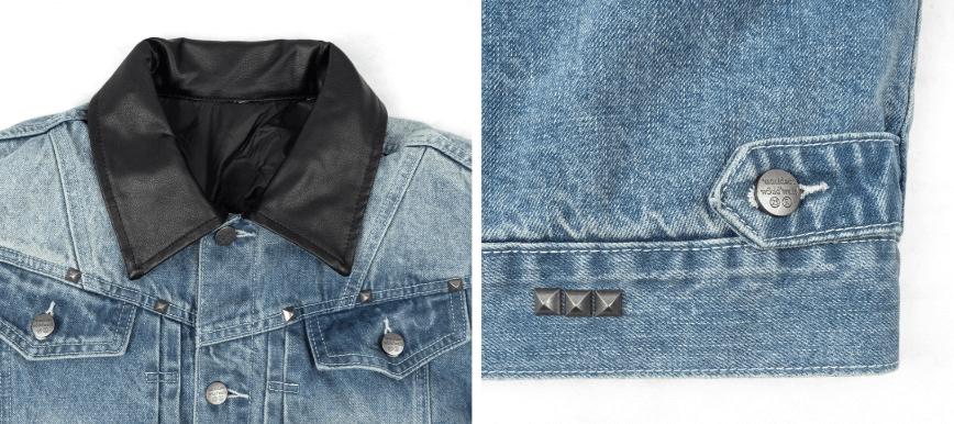 ANTIDOTE Rivet Studded Fleece Lined Denim Jacket