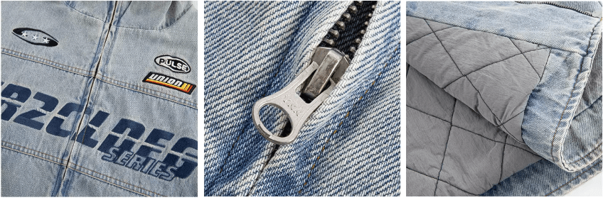 F2CE Racing Embroidered Vintage Washed Denim Jacket