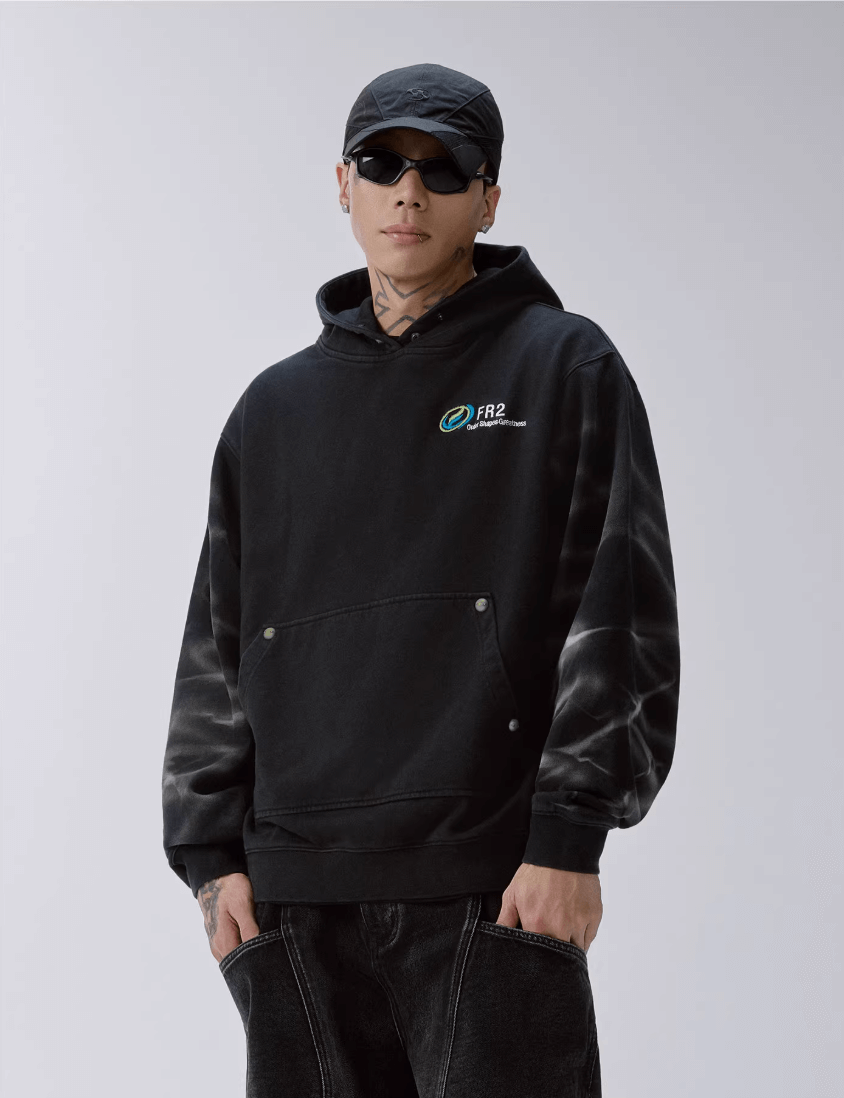 F2CE Tie Dye Distressed Embroidered Hoodie