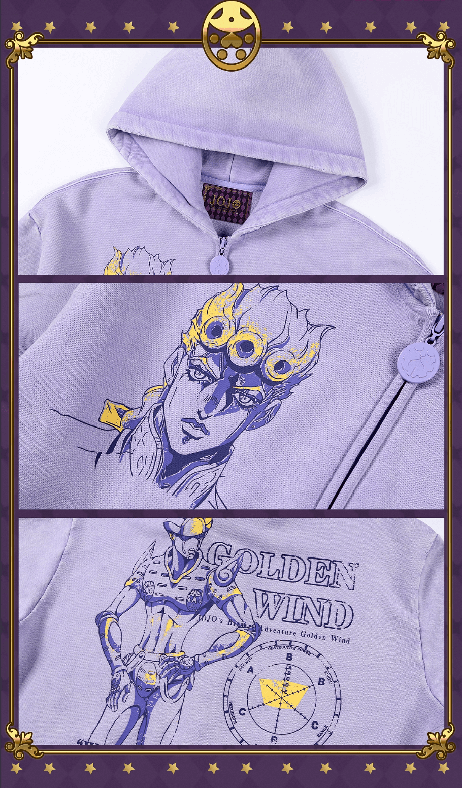 MEDM × JOJO Washed Graphic Print Zip Up Hoodie