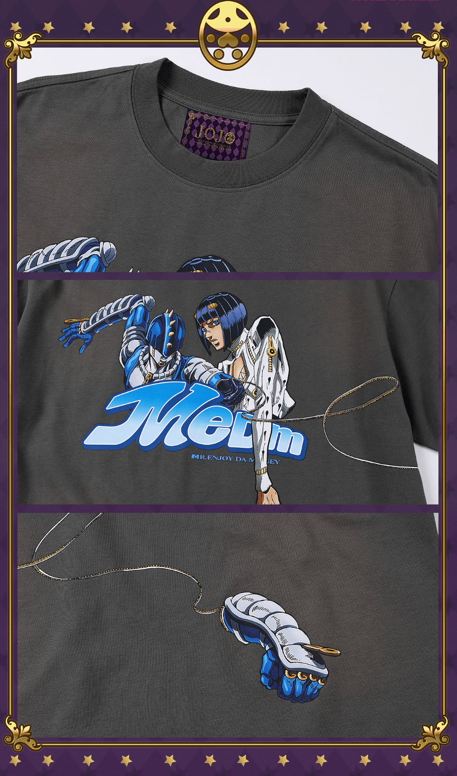 MEDM × JOJO Washed Distressed Character Print Tee