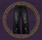 MEDM × JOJO Icon Embroidery Washed Distressed Jeans