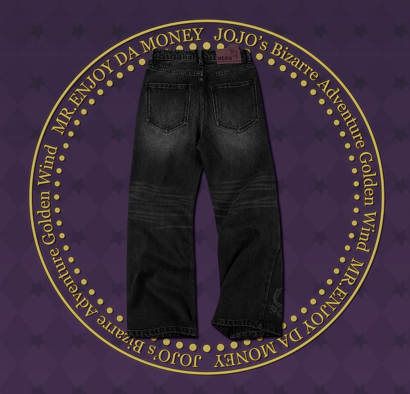 MEDM × JOJO Icon Embroidery Washed Distressed Jeans