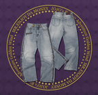 MEDM × JOJO Side Zipper Contrast Checkered Washed Jeans