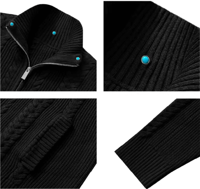 S45 Turquoise Studded Twisted Knit Zip Up Cardigan