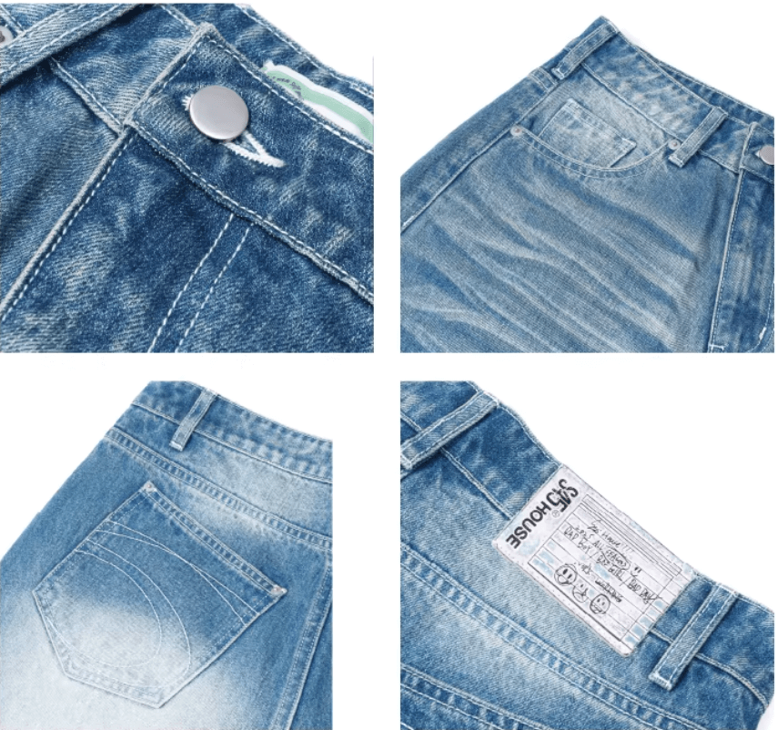 S45 Slanted Panel Curved Washed Jeans