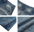 S45 Gemstone and Rhinestone Studded Washed Jeans