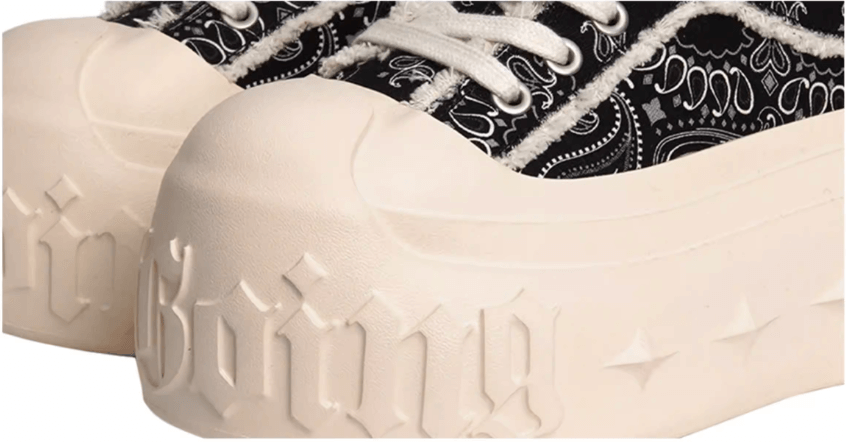 1807 INF-008 Gothic Lace Up Canvas Paisley Chunky Sneakers