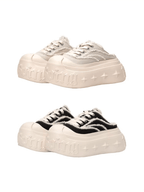1807 INF-008 Gothic Lace Up Canvas Chunky Half Sneakers