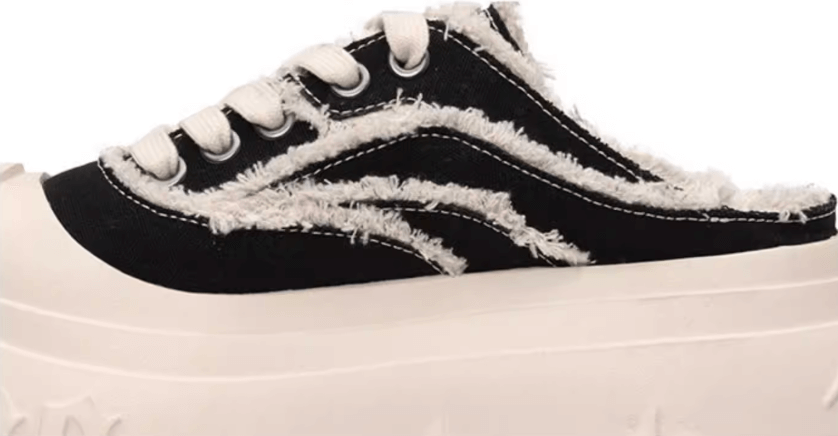 1807 INF-008 Gothic Lace Up Canvas Chunky Half Sneakers