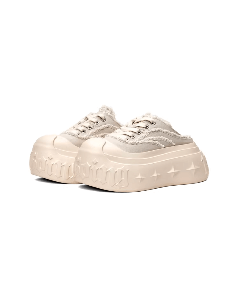 1807 INF-008 Gothic Lace Up Canvas Chunky Half Sneakers