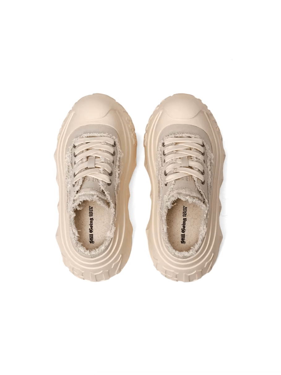 1807 INF-008 Gothic Lace Up Canvas Chunky Half Sneakers