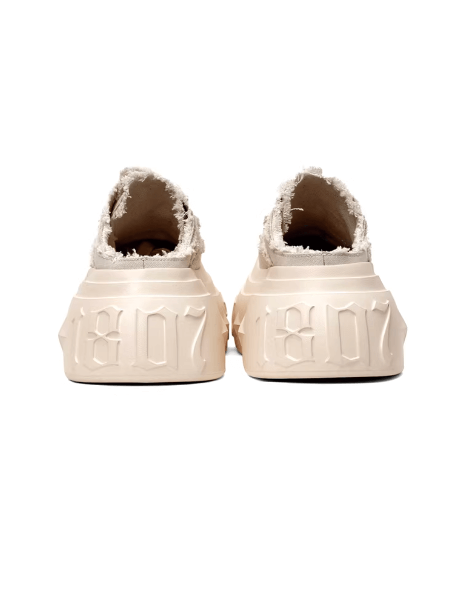 1807 INF-008 Gothic Lace Up Canvas Chunky Half Sneakers