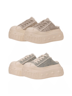 1807 INF-008 Gothic Lace Up Canvas Paisley Chunky Half Sneakers
