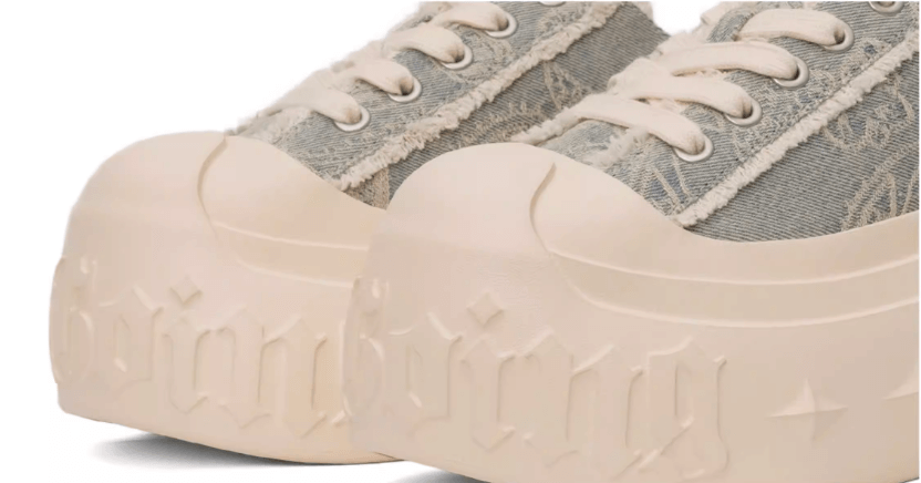 1807 INF-008 Gothic Lace Up Canvas Paisley Chunky Half Sneakers