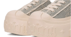 1807 INF-008 Gothic Lace Up Canvas Paisley Chunky Half Sneakers