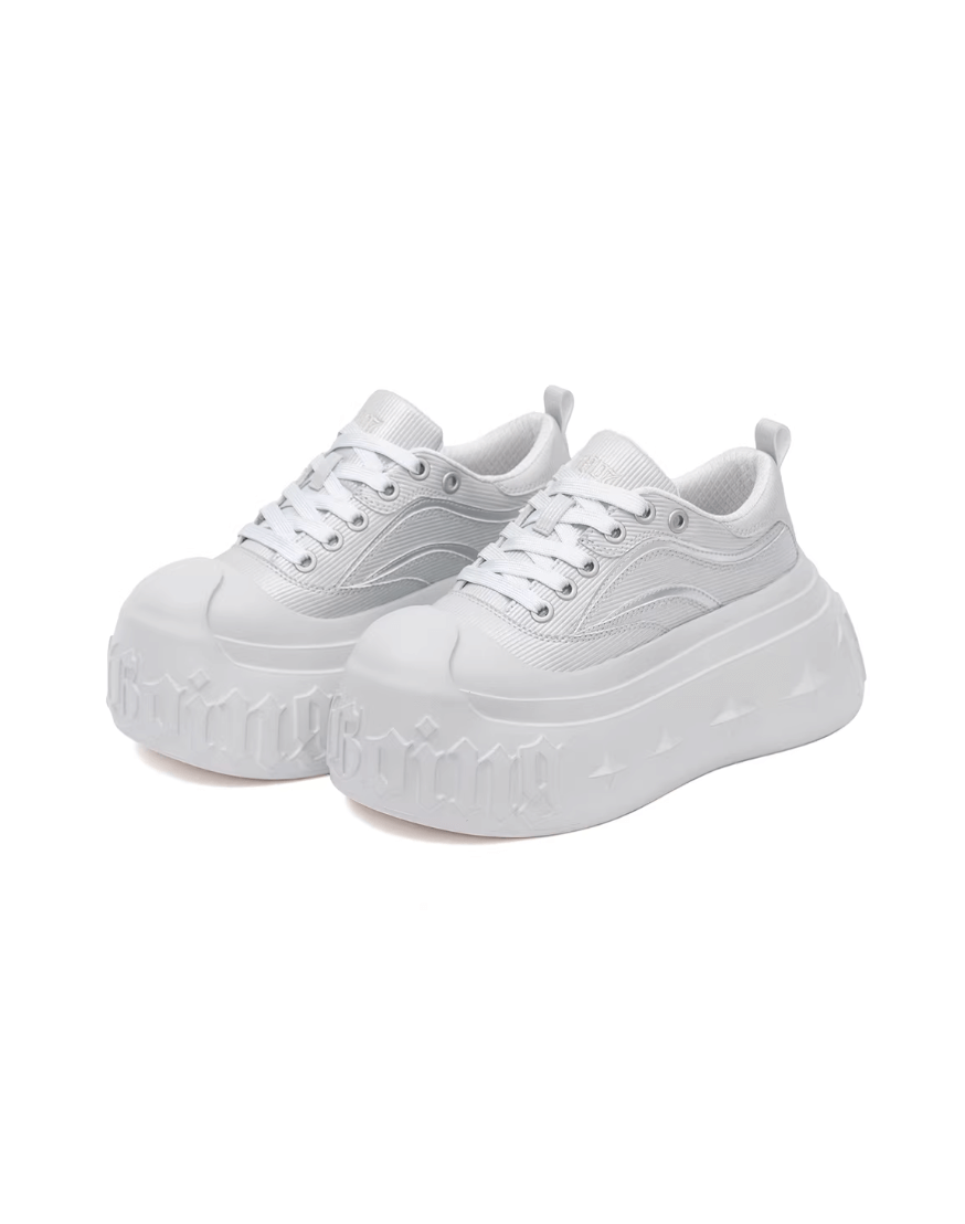 1807 INF-008 Gothic Lace Up Microfiber Leather Chunky Sneakers