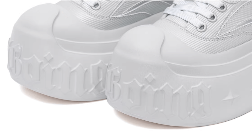 1807 INF-008 Gothic Lace Up Microfiber Leather Chunky Sneakers