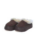 1807 INF-010 Gothic Brown Shearling Chunky Platform Clogs