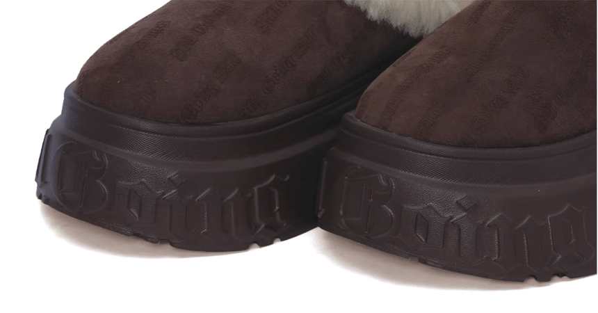 1807 INF-010 Gothic Brown Shearling Chunky Platform Clogs