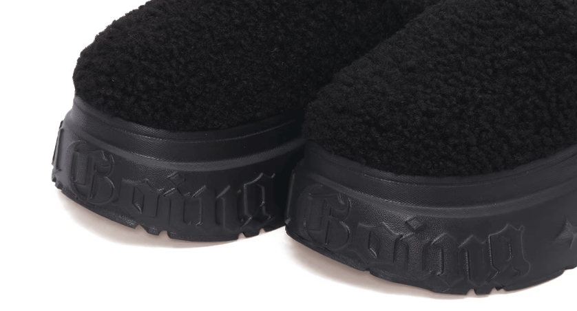 1807 INF-010 Gothic Black Teddy Chunky Platform Clogs